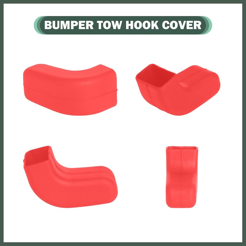 Phamyor Red Factory Bumper Tow Hook Covers Fit for Jeep Wrangler JK JL & Gladiator JT 2007-2023 Front Bumper, Add Cushioned Grip to Tow Strap Recovery, Protect from Scuffs and Scratches, 2Pcs - Image 4